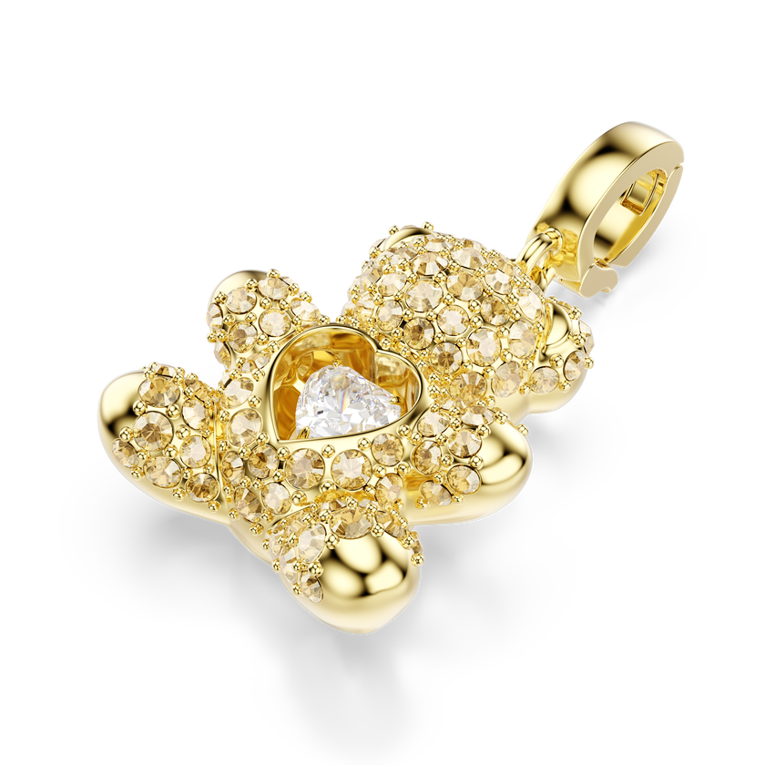swarovski idyllia charm  mixed cuts  teddy  gold tone  gold tone plated
