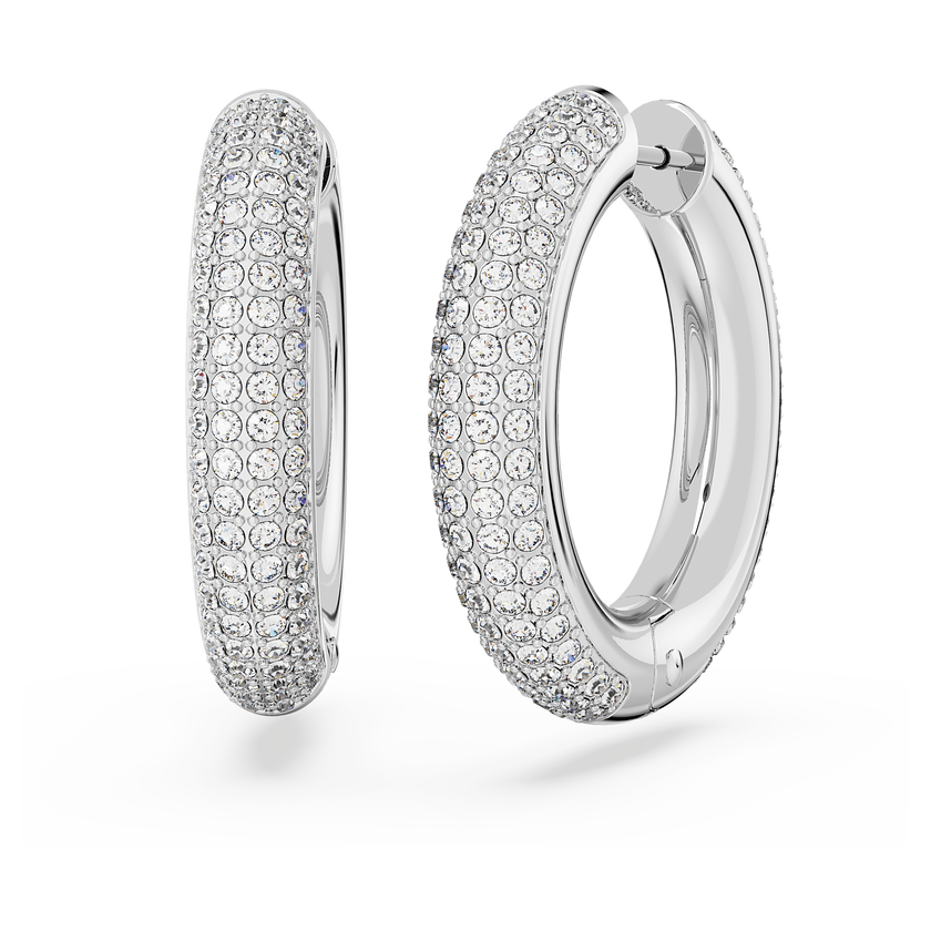 swarovski dextera hoop earrings  medium  white  rhodium plated