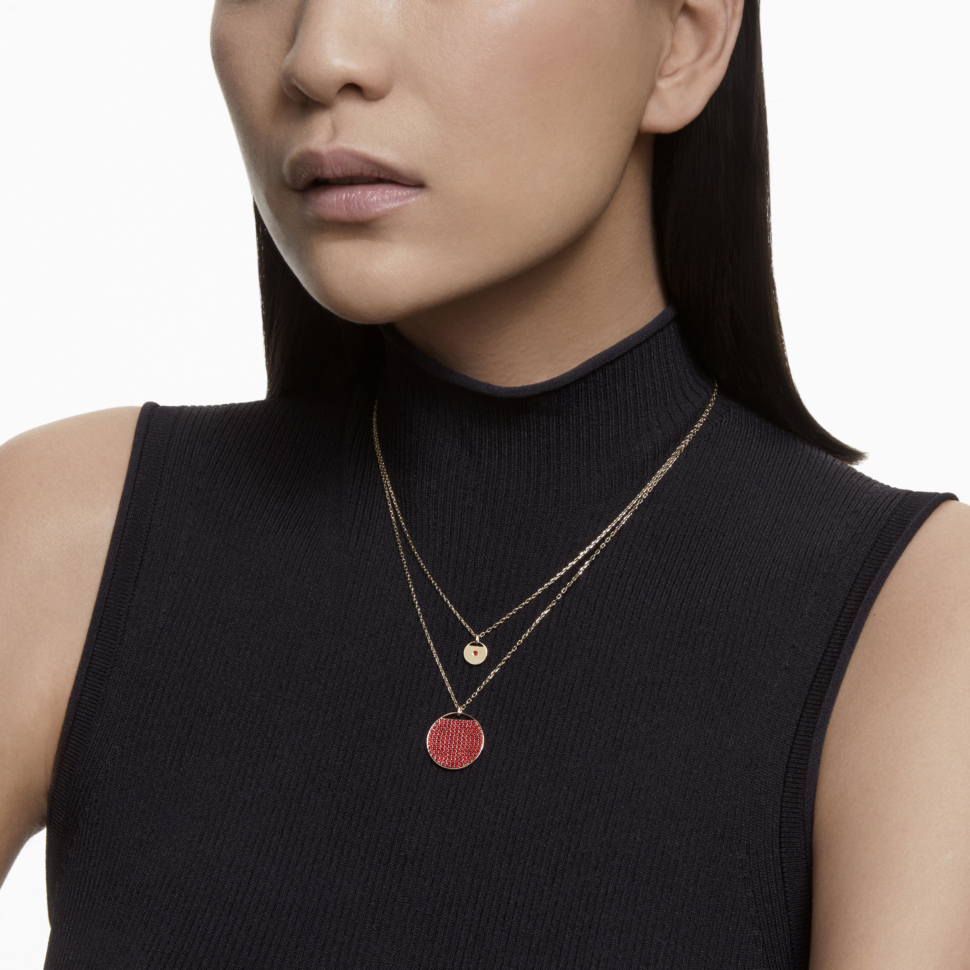 Buy Swarovski Ginger layered pendant Red Gold tone plated