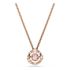 swarovski constella pendant  round cut  dancing stone  pink  rose gold tone plated