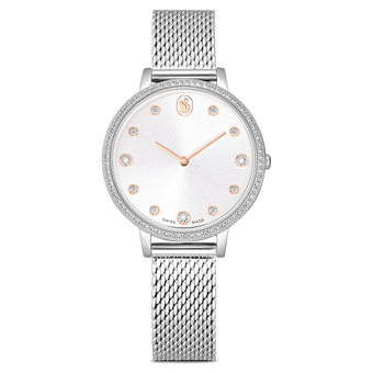 swarovski clarica watch  swiss made  metal bracelet  silver tone  stainless steel