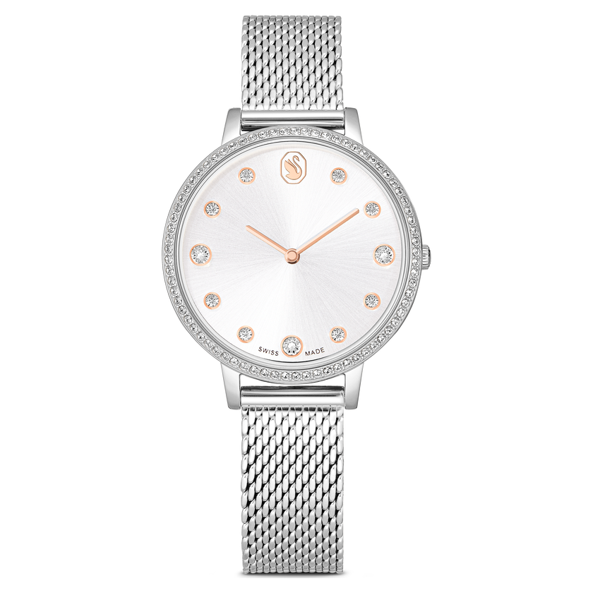 swarovski clarica watch  swiss made  metal bracelet  silver tone  stainless steel
