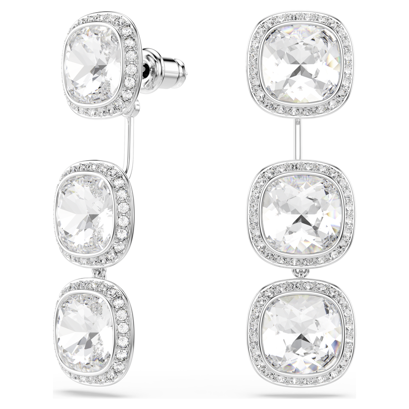 swarovski una angelic earrings  cushion cut  white  rhodium plated