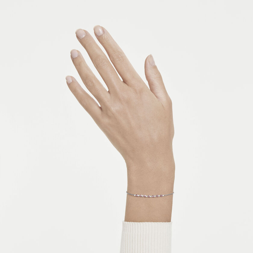 swarovski matrix bracelet  round cut  pink  rhodium plated