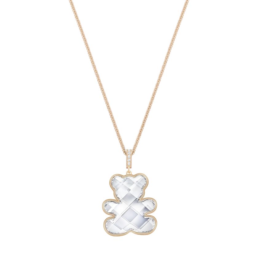 Teddy Pendant, White, Rose-gold tone plated
