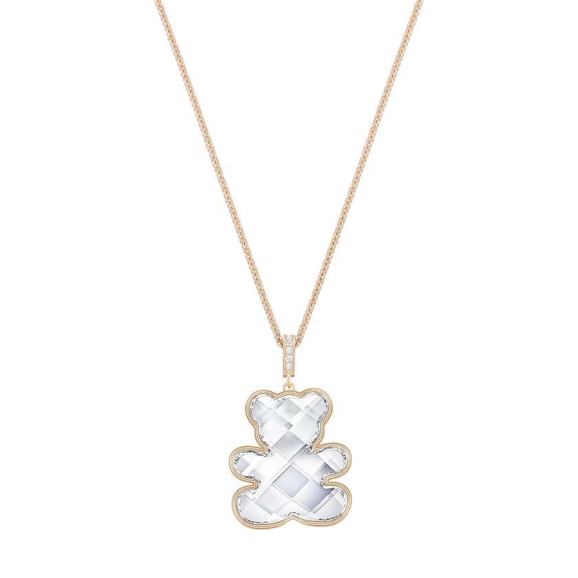 Teddy Pendant, White, Rose-gold tone plated