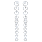 Creativity Pierced Earrings Long, White, Rhodium Plating
