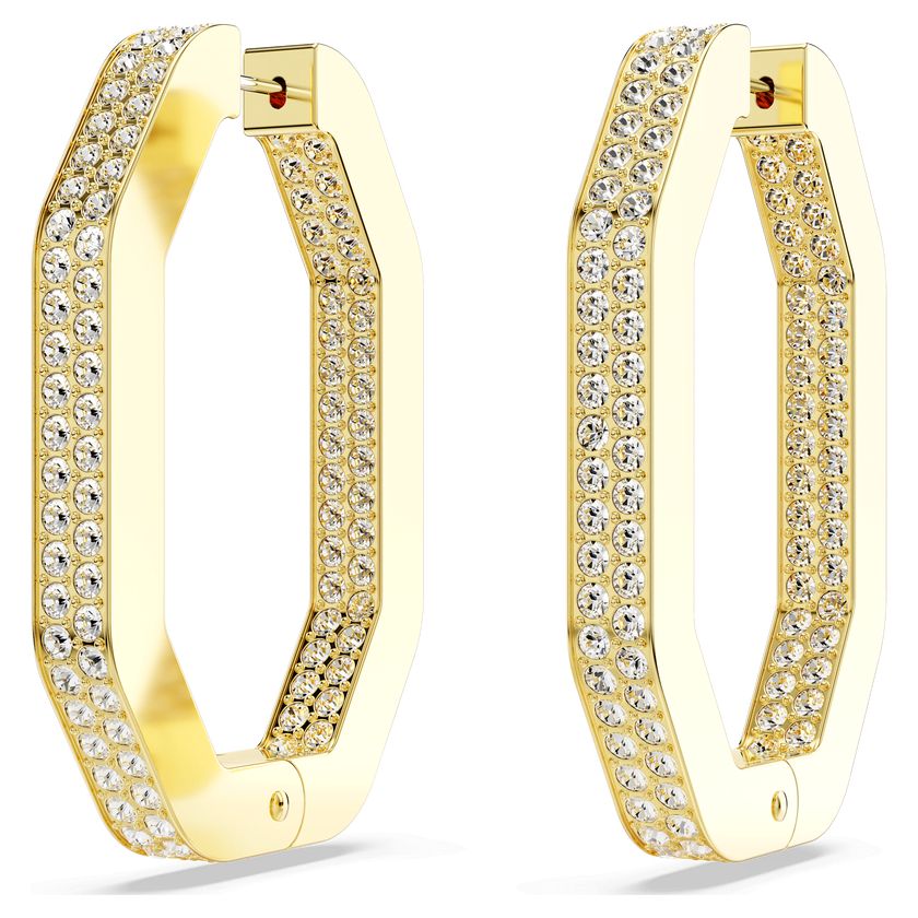 swarovski dextera hoop earrings  octagonal  white  gold tone plated