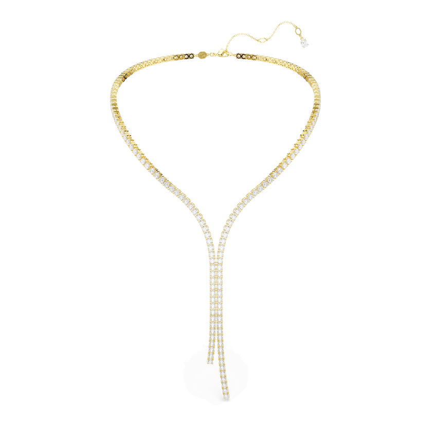 swarovski matrix y necklace  round cut  white  18k gold finish