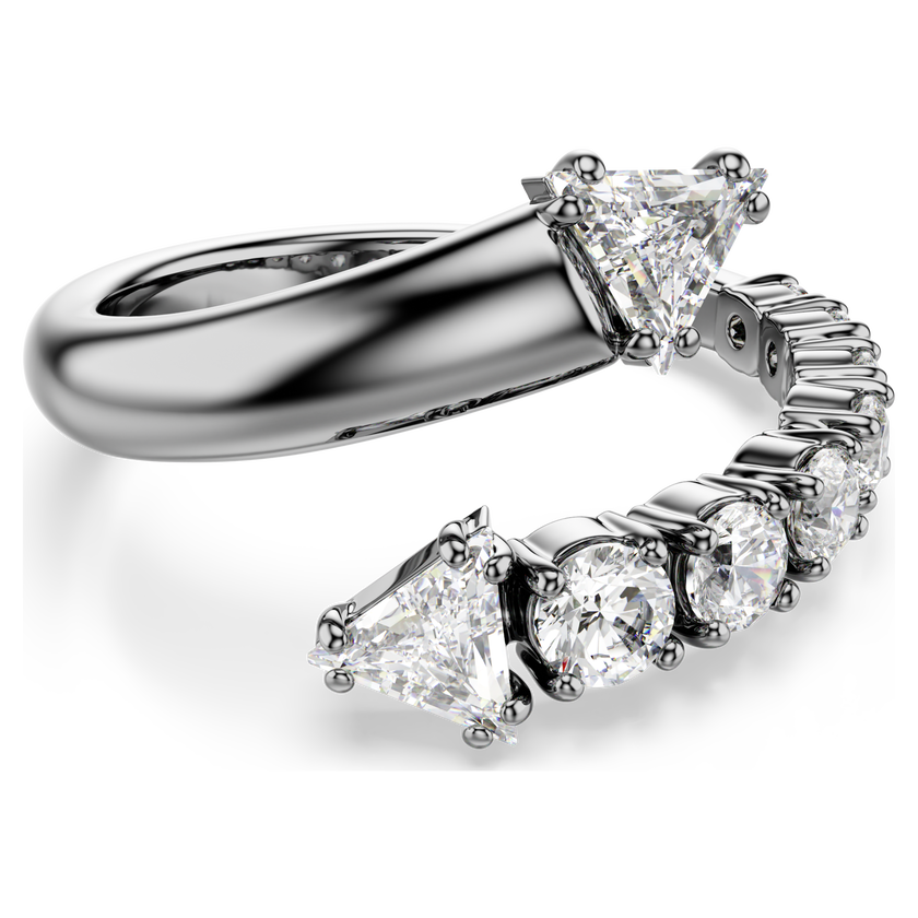 swarovski sublima open ring  mixed cuts  white  ruthenium plated