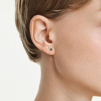 swarovski stilla stud earrings  triangle cut  multicolored  mixed metal finish