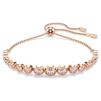 swarovski imber tennis bracelet  mixed round cuts  pink  rose gold tone plated