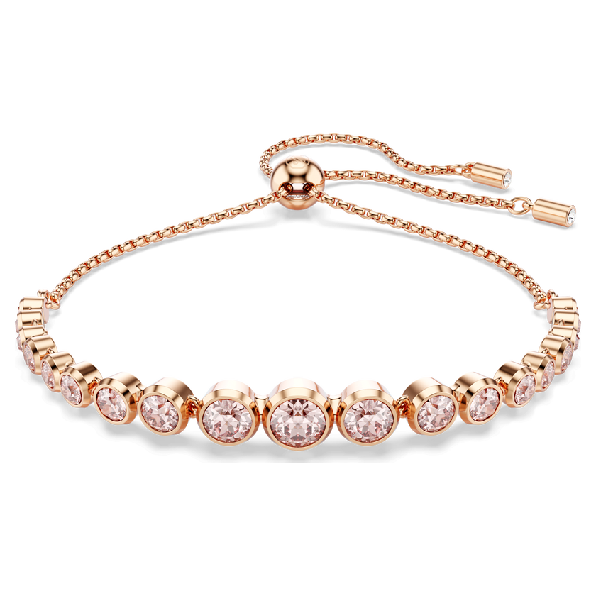 swarovski imber tennis bracelet  mixed round cuts  pink  rose gold tone plated