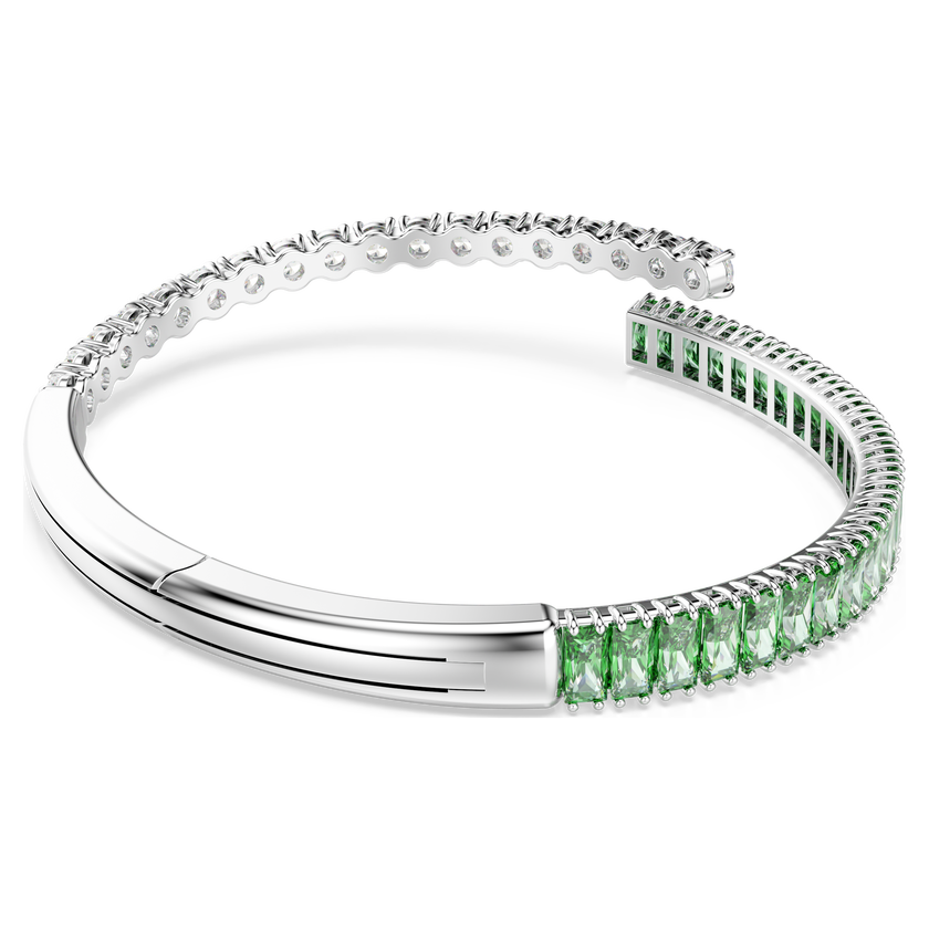 swarovski matrix bangle  mixed cuts  green  rhodium plated