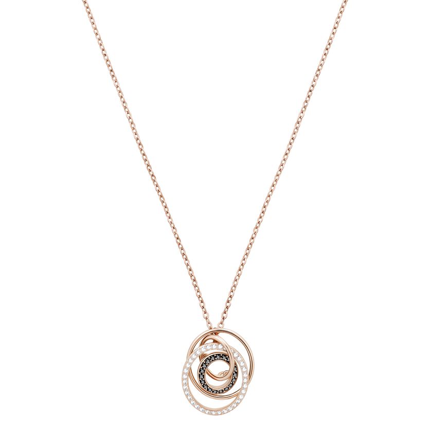 Greeting Ring Pendant, Black, Rose-gold tone plated