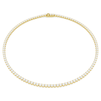 swarovski matrix tennis necklace  round cut  white  18k gold finish