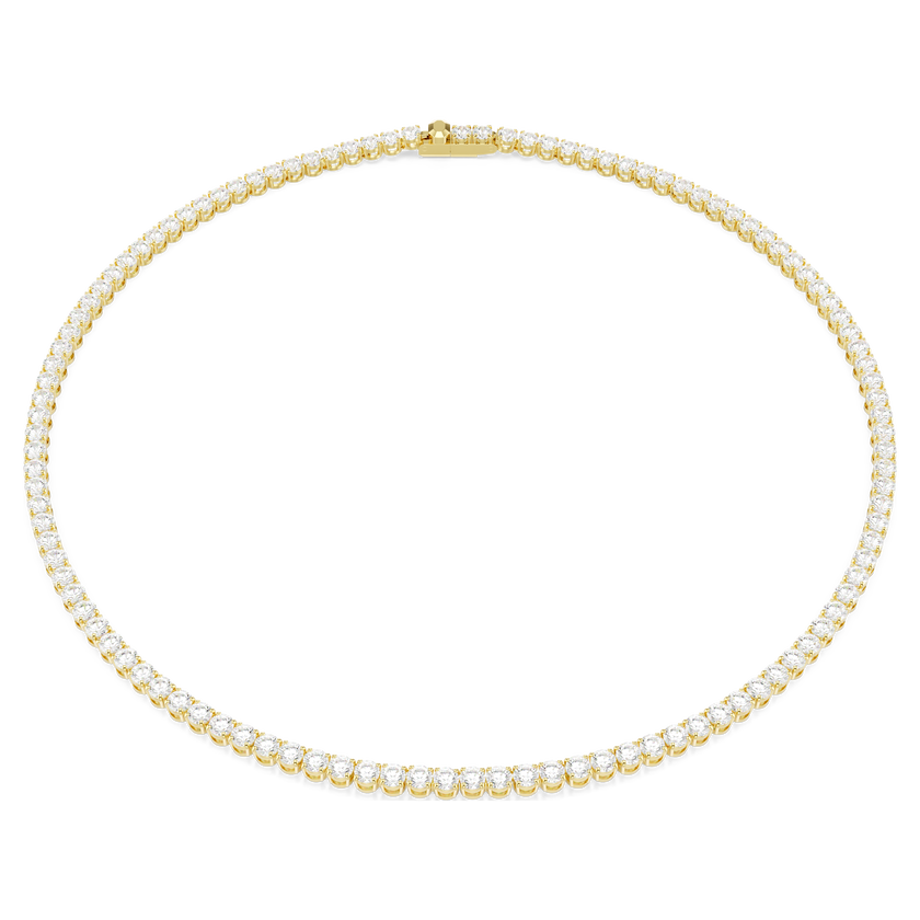 swarovski matrix tennis necklace  round cut  white  18k gold finish