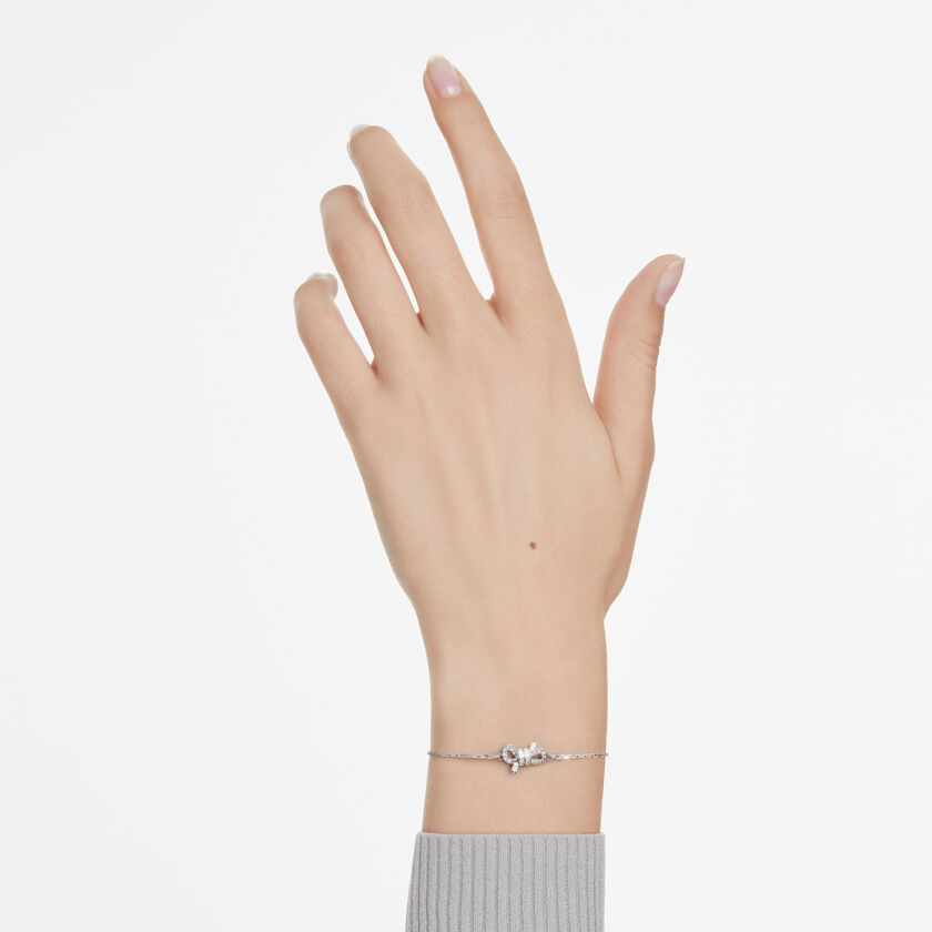 swarovski lifelong bracelet  pav   bow  white  rhodium plated