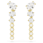 swarovski mesmera drop earrings  mixed cuts  white  18k gold finish