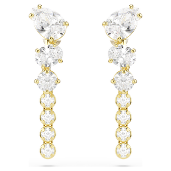 swarovski mesmera drop earrings  mixed cuts  white  18k gold finish