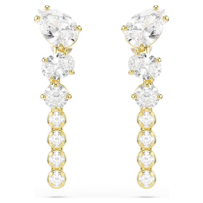swarovski mesmera drop earrings  mixed cuts  white  18k gold finish