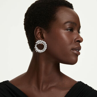 swarovski mesmera hoop earrings  marquise cut  white  rhodium plated