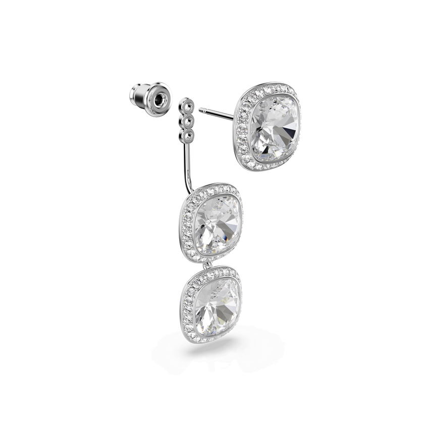 swarovski una angelic earrings  cushion cut  white  rhodium plated