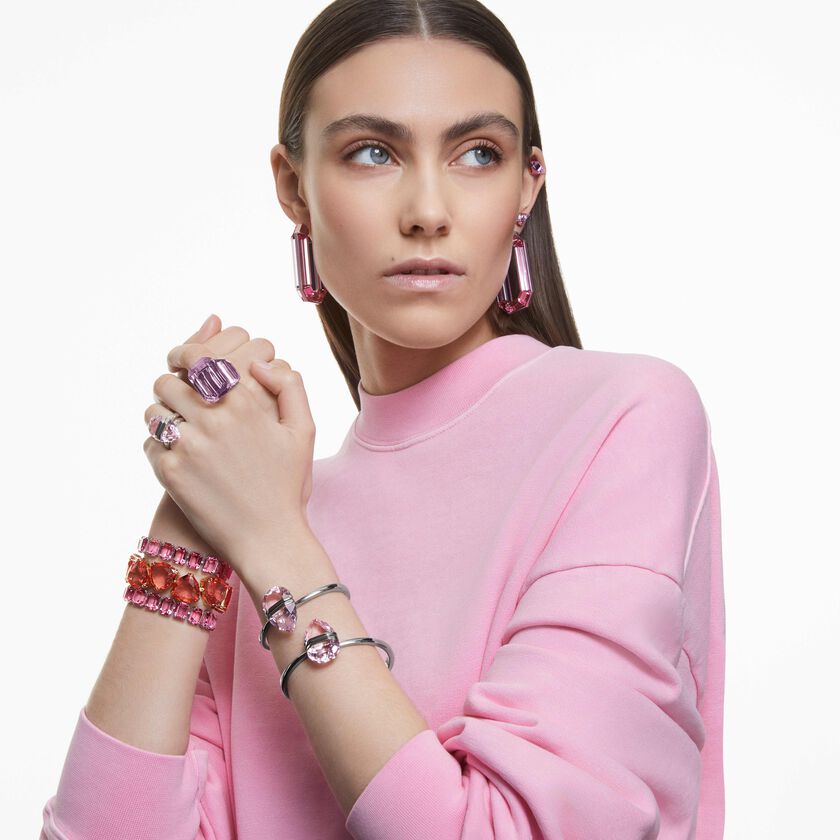 swarovski lucent cocktail ring  pink