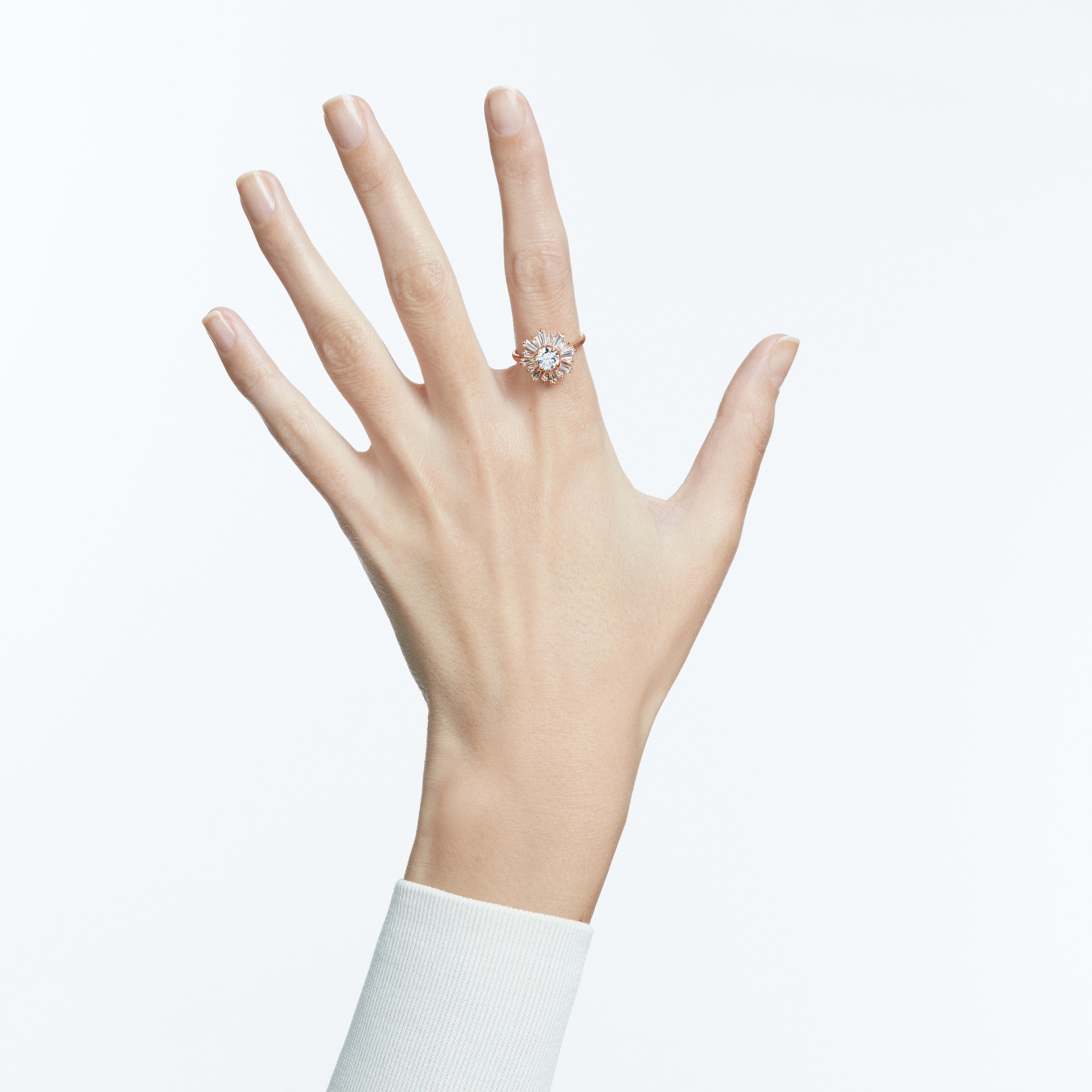 swarovski sunshine ring  white  rose gold plating