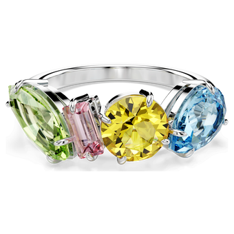 swarovski gema cocktail ring mixed cuts multicolored rhodium plated