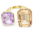 swarovski millenia open ring octagon cut multicolored gold tone plated