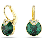 swarovski bella v drop earrings round cut green gold tone plated