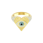 Lucky Goddess Heart Motif Ring, Multi-colored, Gold plating