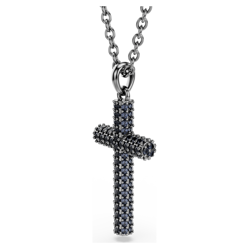 swarovski insigne pendant  cross  gray  ruthenium plated