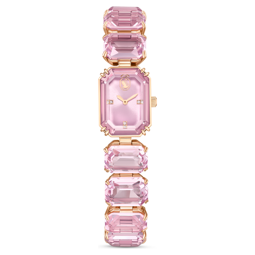 swarovski watch  octagon cut bracelet  pink  rose gold tone finish