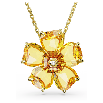 swarovski florere necklace flower yellow gold tone plated