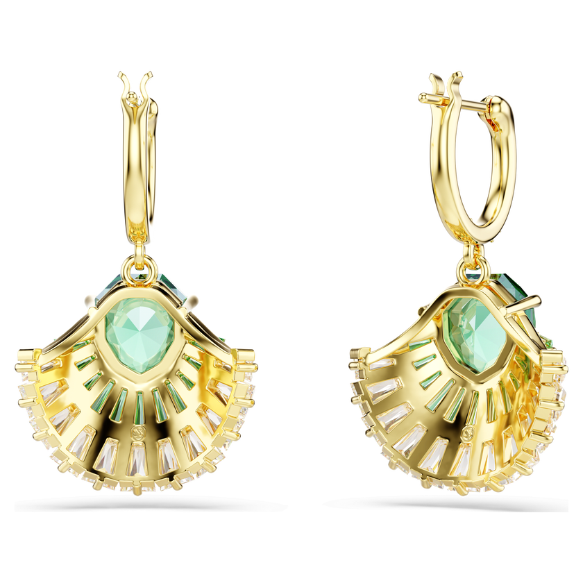 swarovski idyllia drop earrings  mixed cuts  shell  green  gold tone plated