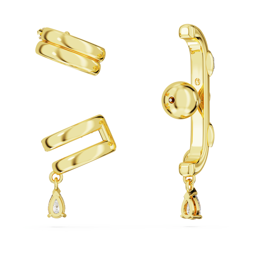 swarovski imber ear cuff  set  3   mixed cuts  white  gold tone plated