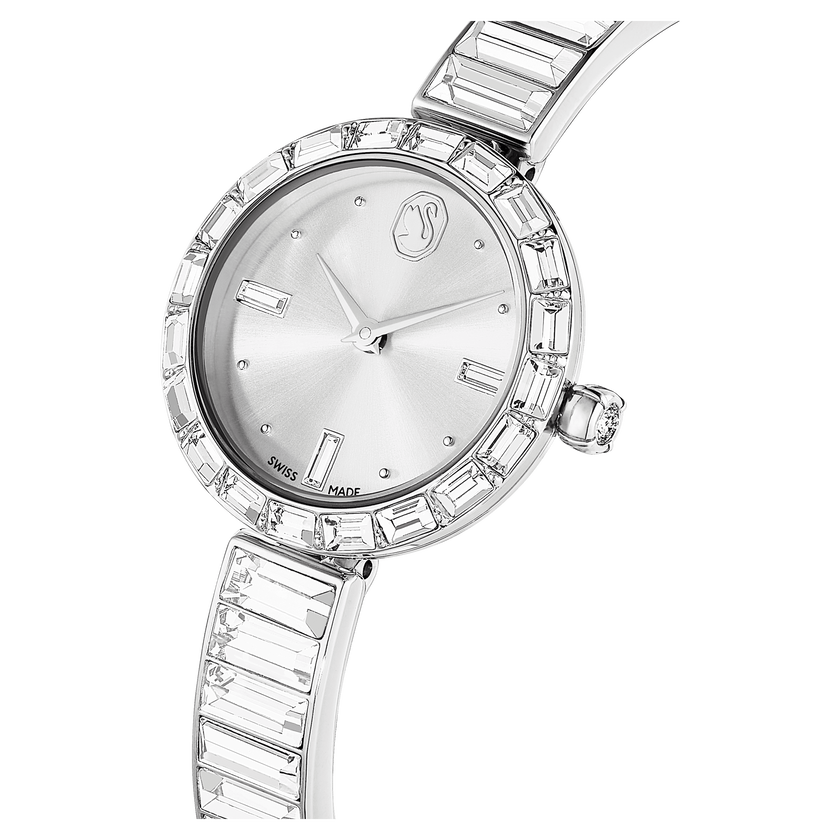swarovski matrix bangle watch  swiss made  crystal bracelet  white  stainless steel