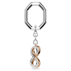 Key ring, Infinity, White, Mixed metal finish