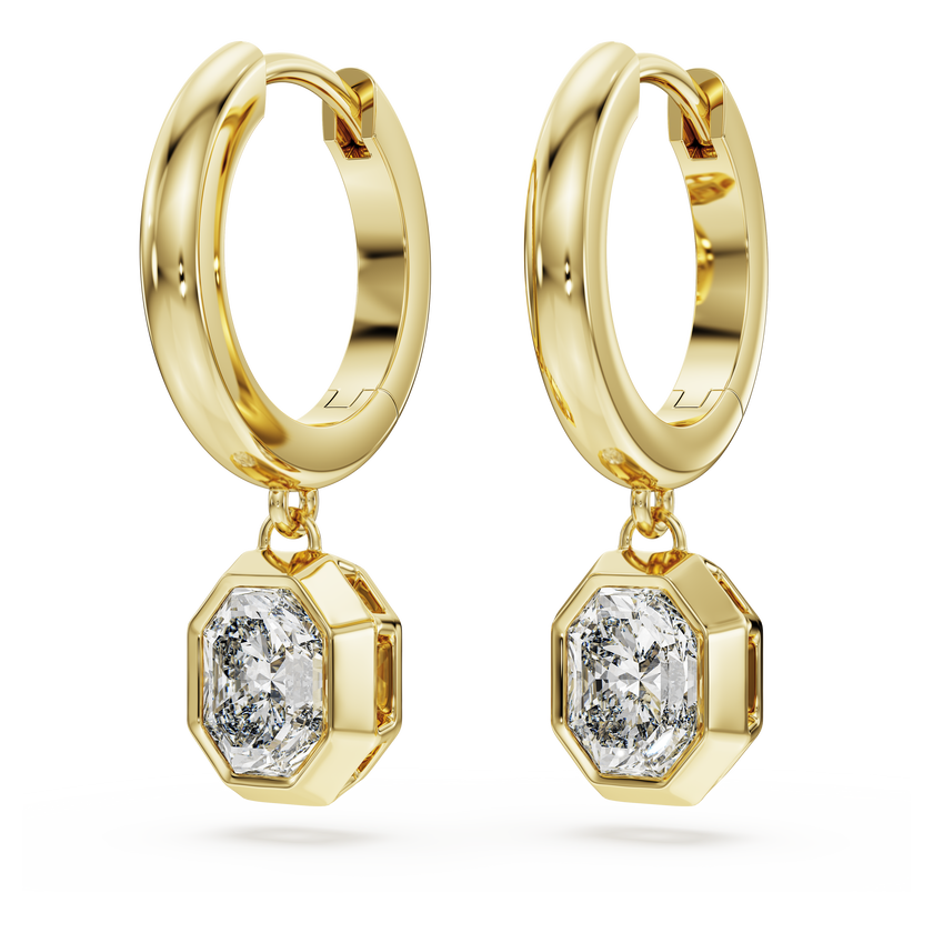 swarovski octagon drop earrings  lab grown diamonds 1 0 ct tw  octagon shape  18k yellow gold