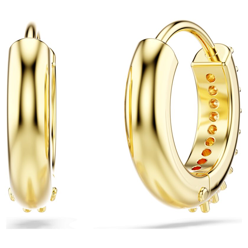 Buy Swarovski Matrix hoop earrings, Round cut, White, Gold-tone plated