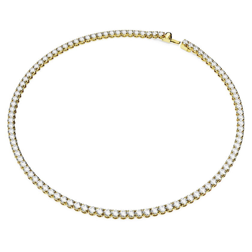swarovski matrix tennis necklace  round cut  white  gold tone plated