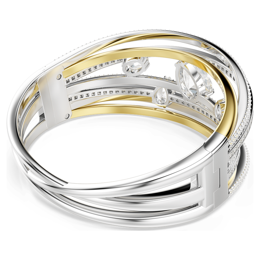 swarovski hyperbola bangle  mixed cuts  white  mixed metal finish