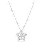 Stella pendant, Mixed cuts, Star, White, Rhodium plated