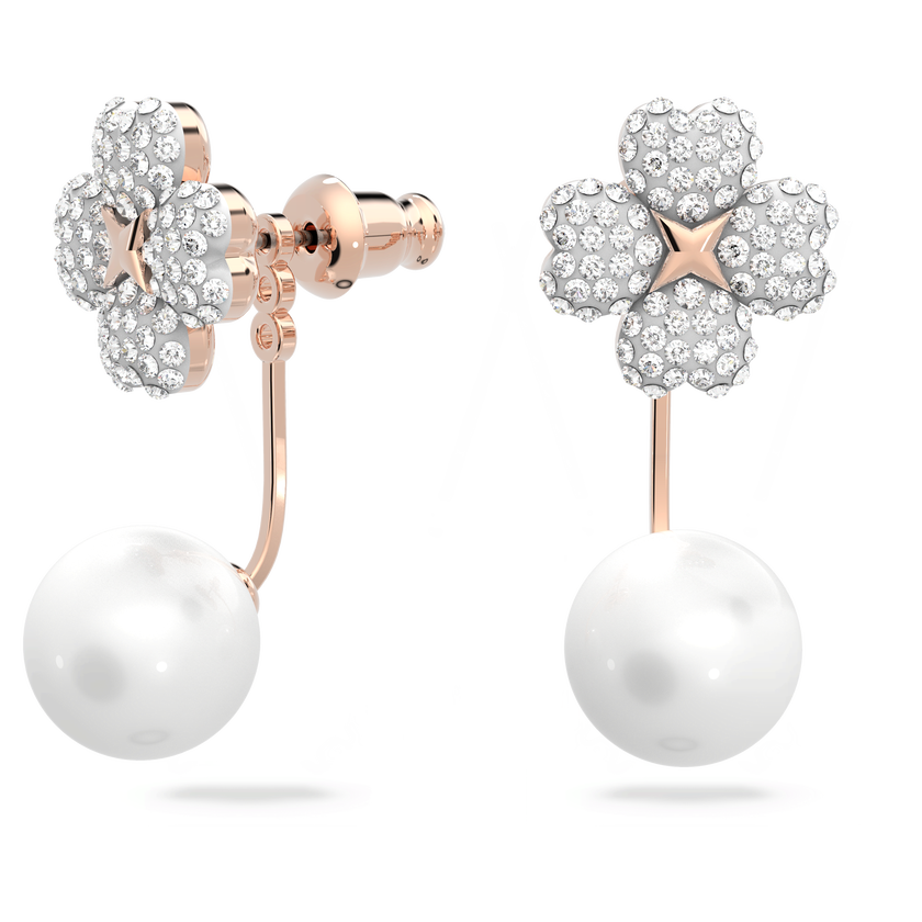 swarovski latisha earring jackets  flower  white  18k rose gold finish