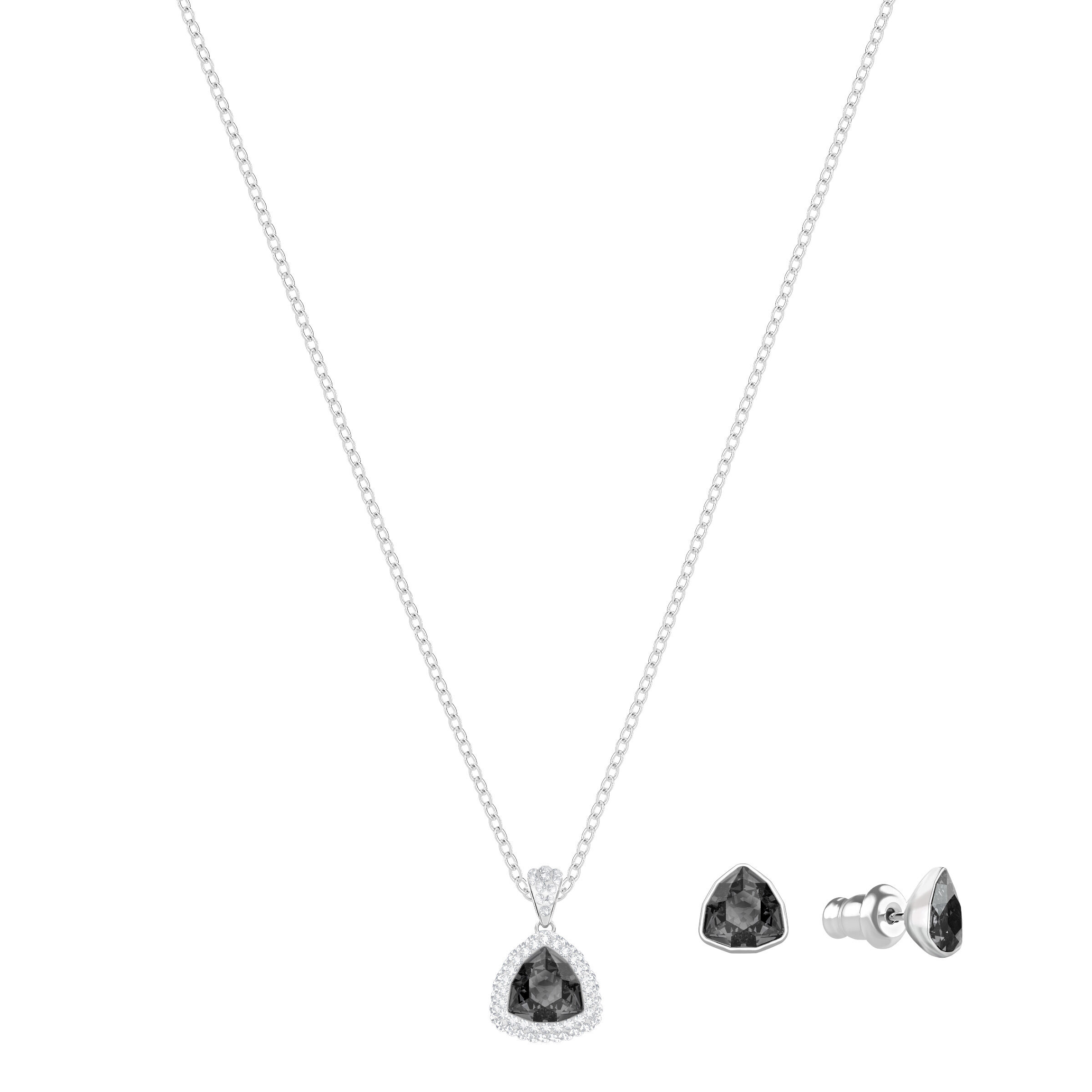 swarovski begin set  trilliant cut  black  rhodium plated