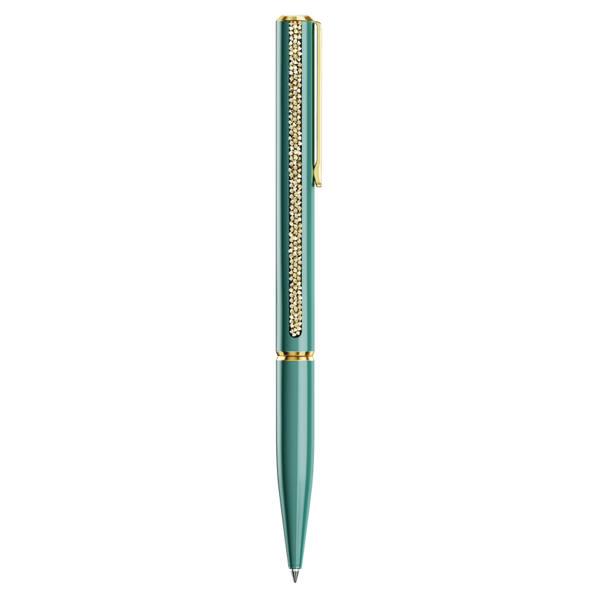 swarovski crystal shimmer glide ballpoint pen  green  green lacquered  gold tone plated