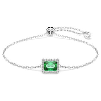 swarovski una angelic bracelet  rectangular cut  pav   green  rhodium plated