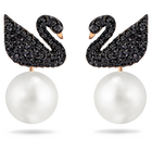 Iconic Swan Pierced Earring Jackets, Black, Rose Gold Plating